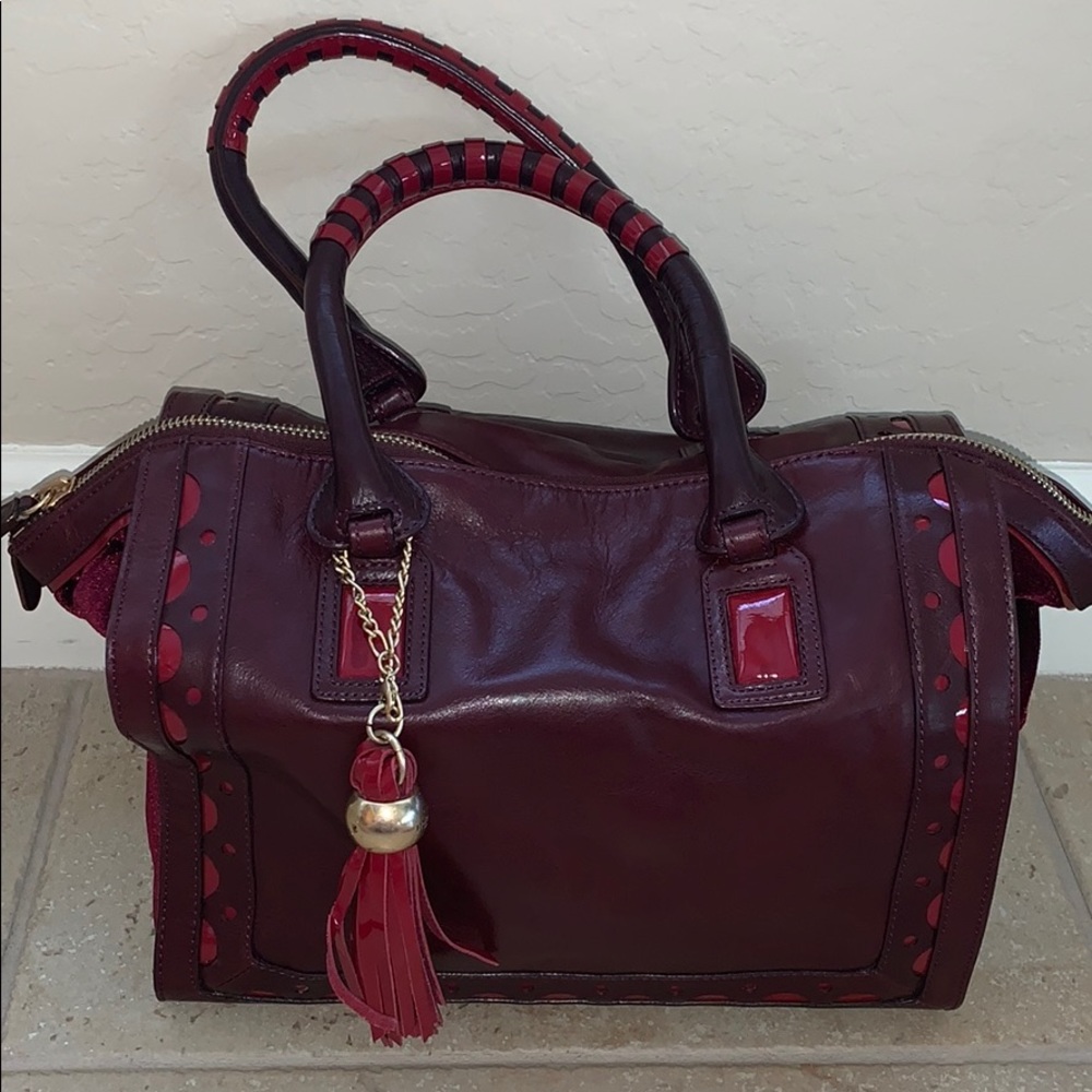 Wine Peek-A-Boo Nanette Lepore Satchel